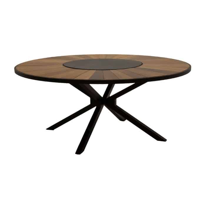 Mesa de Jantar Jasmim Tampo em Madeira e Giro em Alumínio 360 View